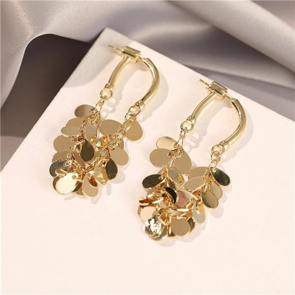Flower Zircon Chain Hoop Earrings | Cubic Zircon Dangle Tassel